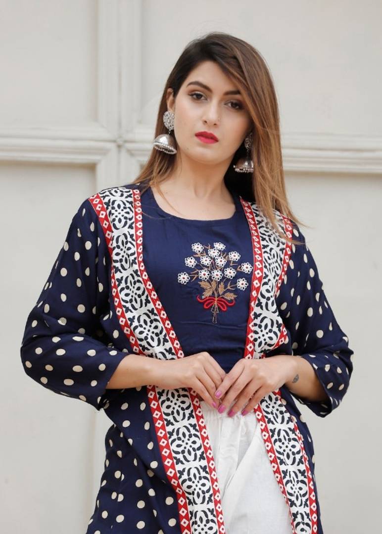 Beautiful Long Jacket with different silhouettes. | Trendy fashion tops,  Cotton outfit, Kurta patterns